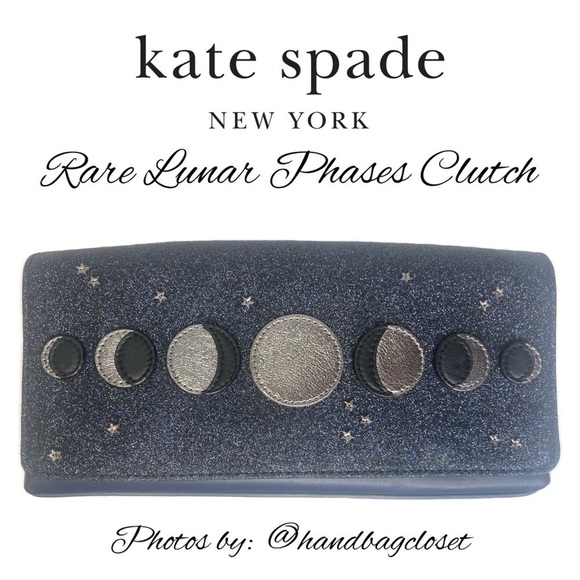 Kate Spade Leather Moon Phases Lunar Constellation  Clutch Bag Lido Ave Novelty - Picture 2 of 12